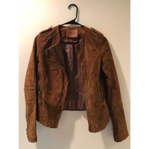 Blank NYC Brown Cognac Faux Suede Moto Jacket